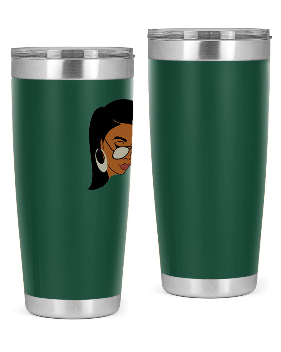 Black Afro 48# Tumbler, 20oz, double wall vacuum stainless steel with stylish design, perfect for hot and cold beverages.