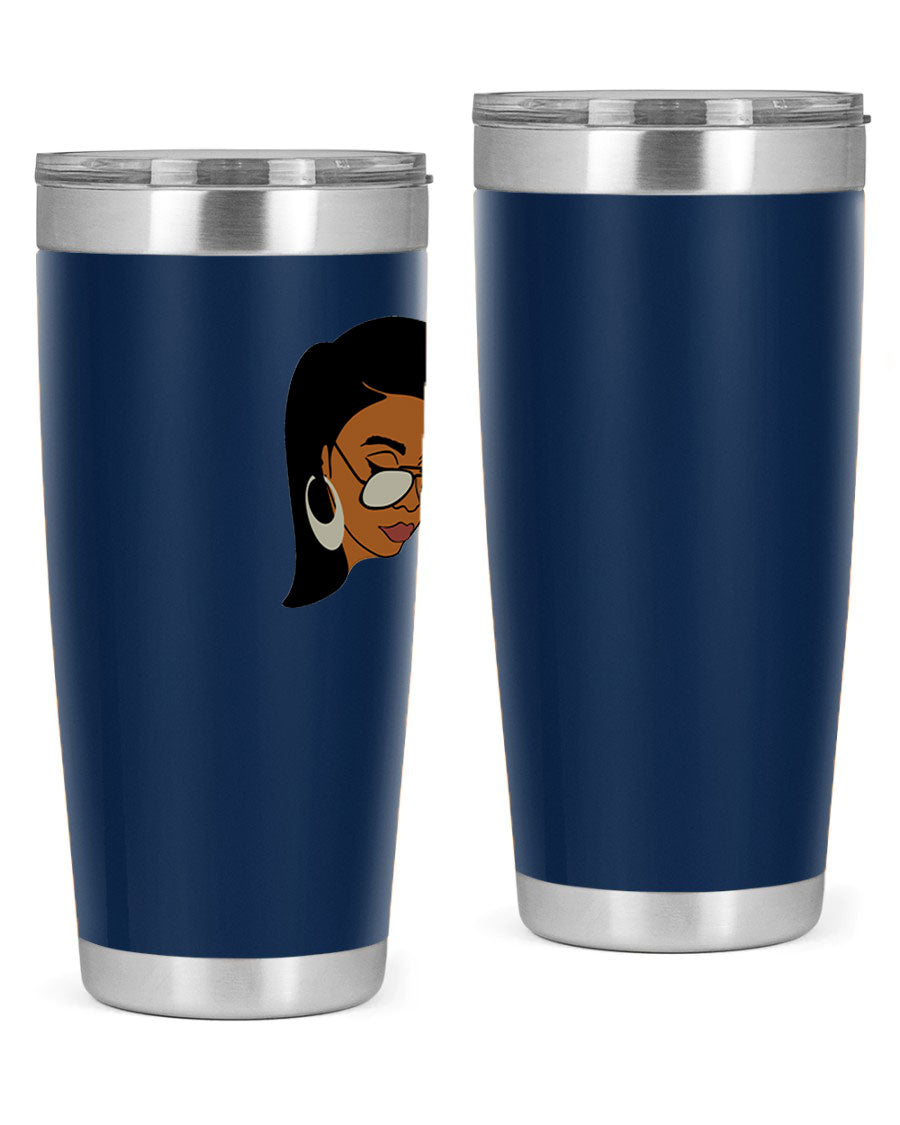 Black Afro 48# Tumbler, 20oz, double wall vacuum stainless steel with stylish design, perfect for hot and cold beverages.