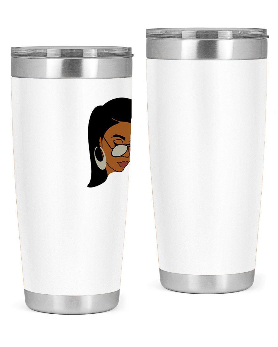 Black Afro 48# Tumbler, 20oz, double wall vacuum stainless steel with stylish design, perfect for hot and cold beverages.