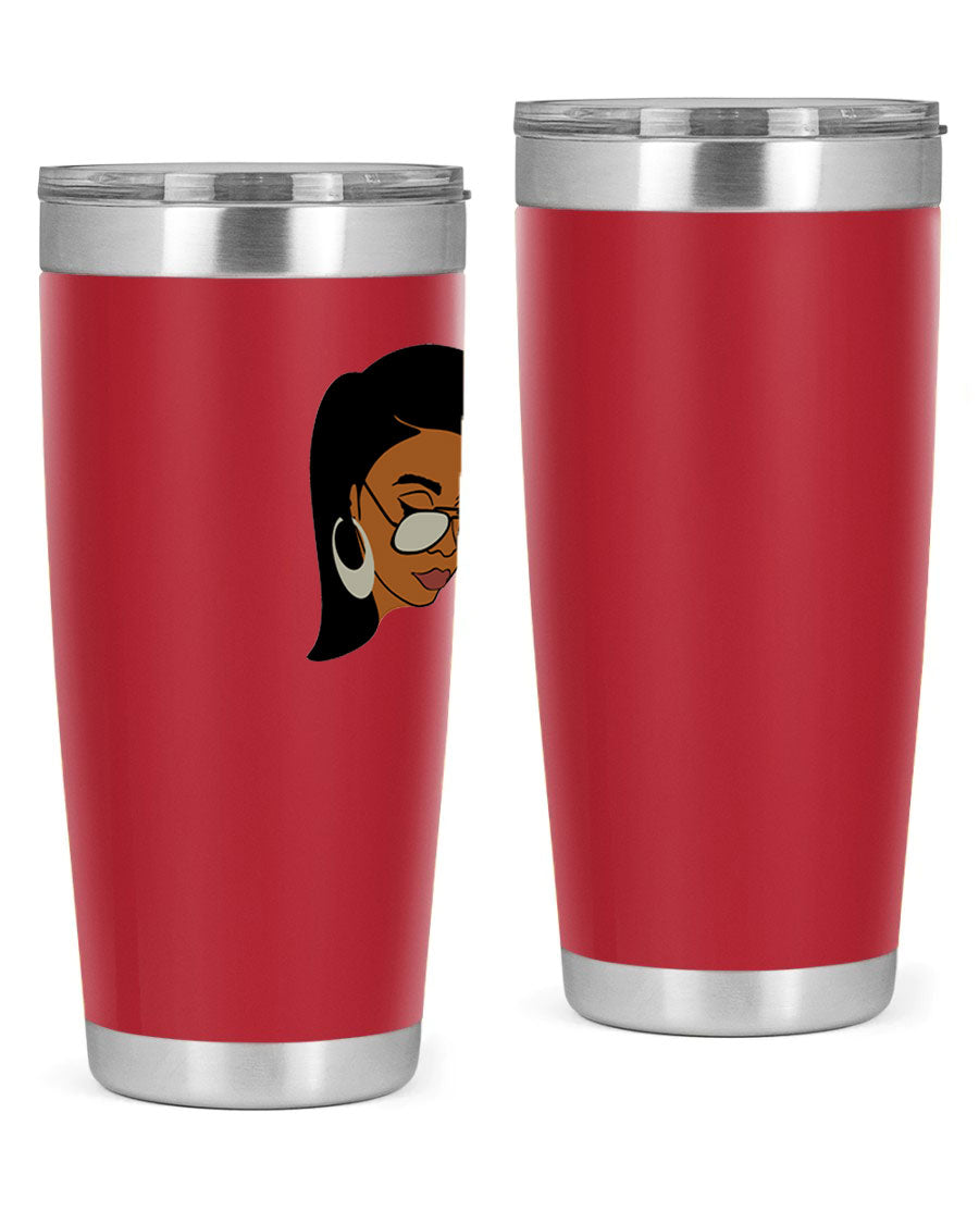 Black Afro 48# Tumbler, 20oz, double wall vacuum stainless steel with stylish design, perfect for hot and cold beverages.