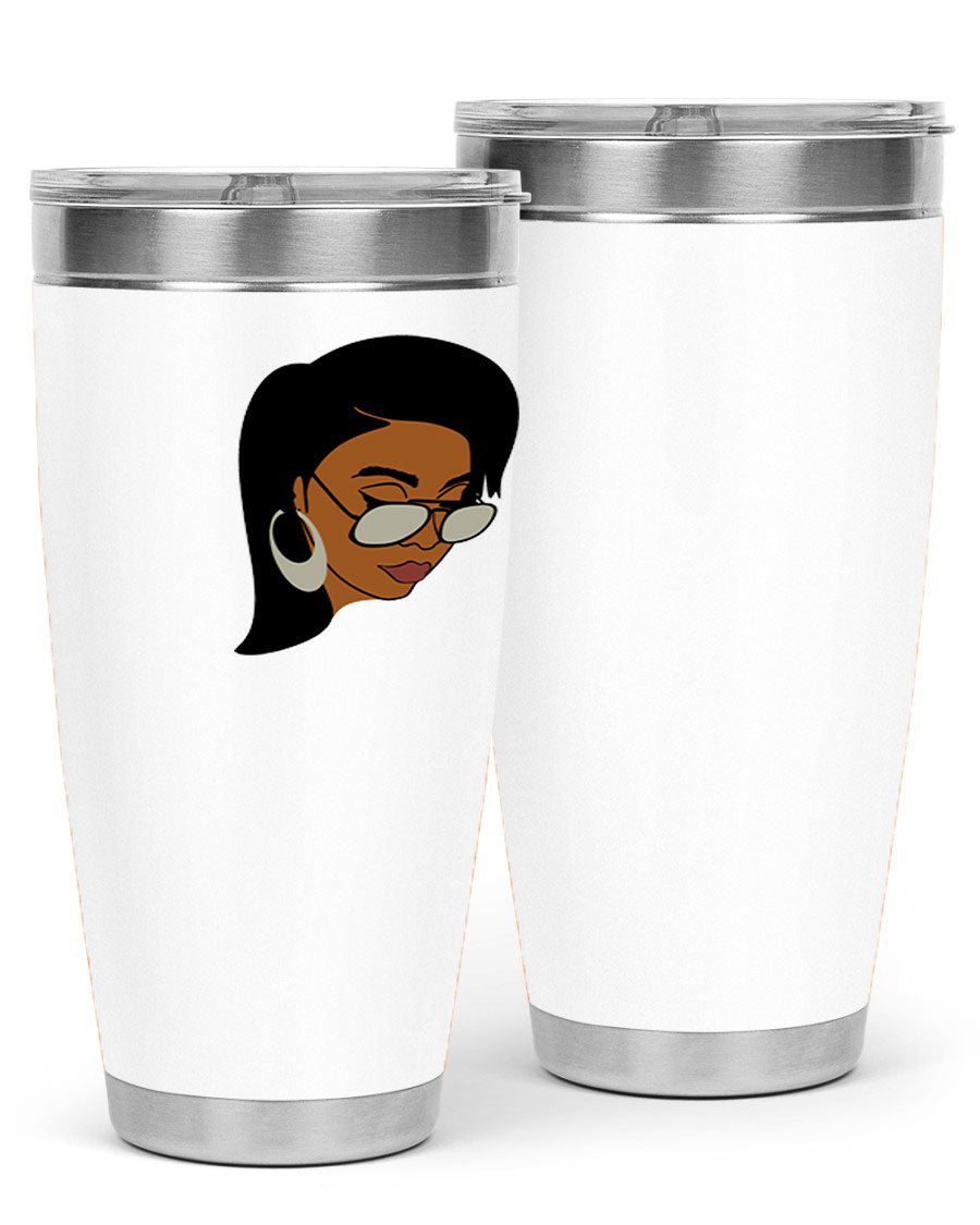 Black Afro 48# Tumbler, 20oz, double wall vacuum stainless steel with stylish design, perfect for hot and cold beverages.