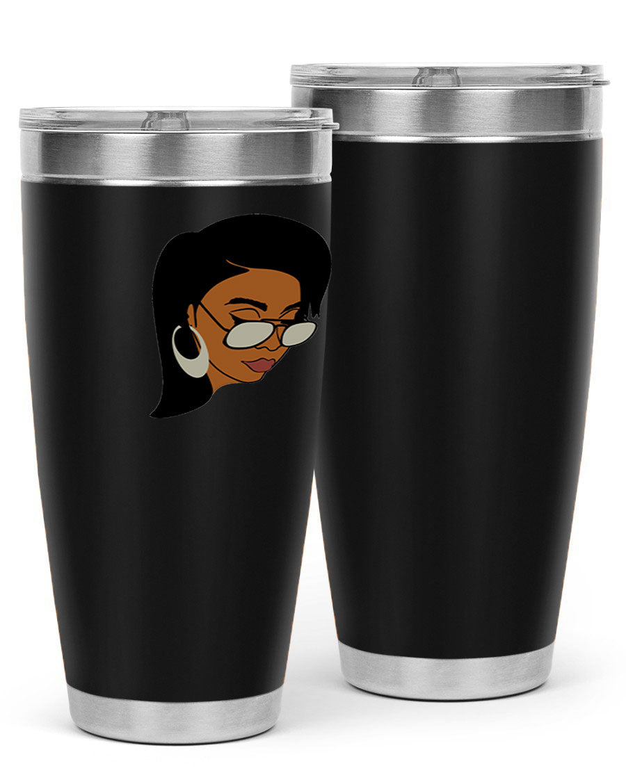 Black Afro 48# Tumbler, 20oz, double wall vacuum stainless steel with stylish design, perfect for hot and cold beverages.