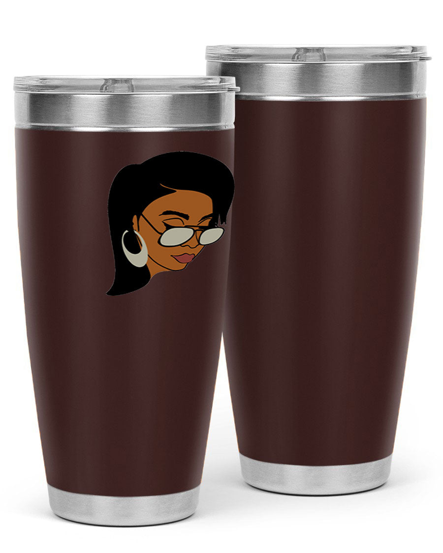 Black Afro 48# Tumbler, 20oz, double wall vacuum stainless steel with stylish design, perfect for hot and cold beverages.