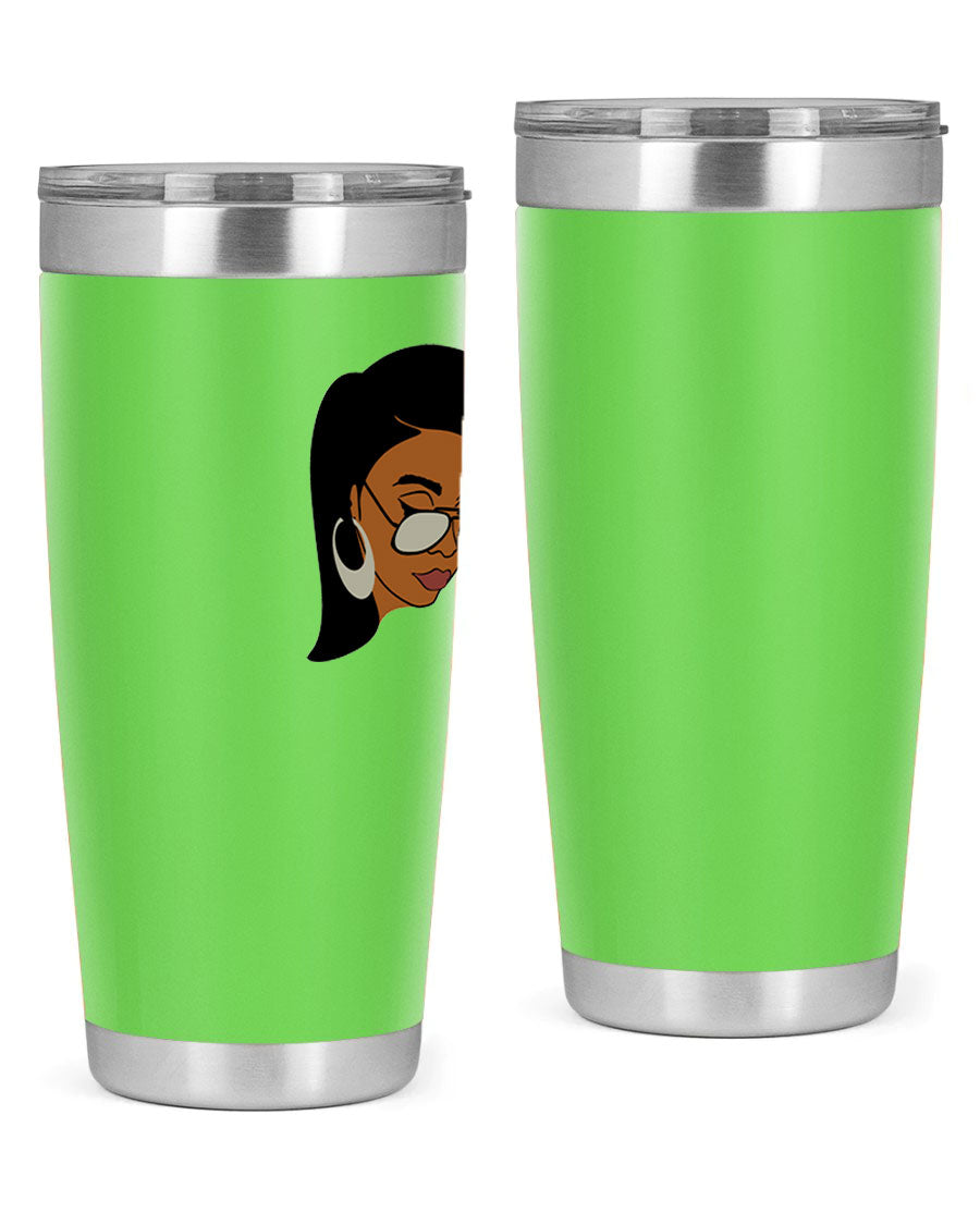 Black Afro 48# Tumbler, 20oz, double wall vacuum stainless steel with stylish design, perfect for hot and cold beverages.