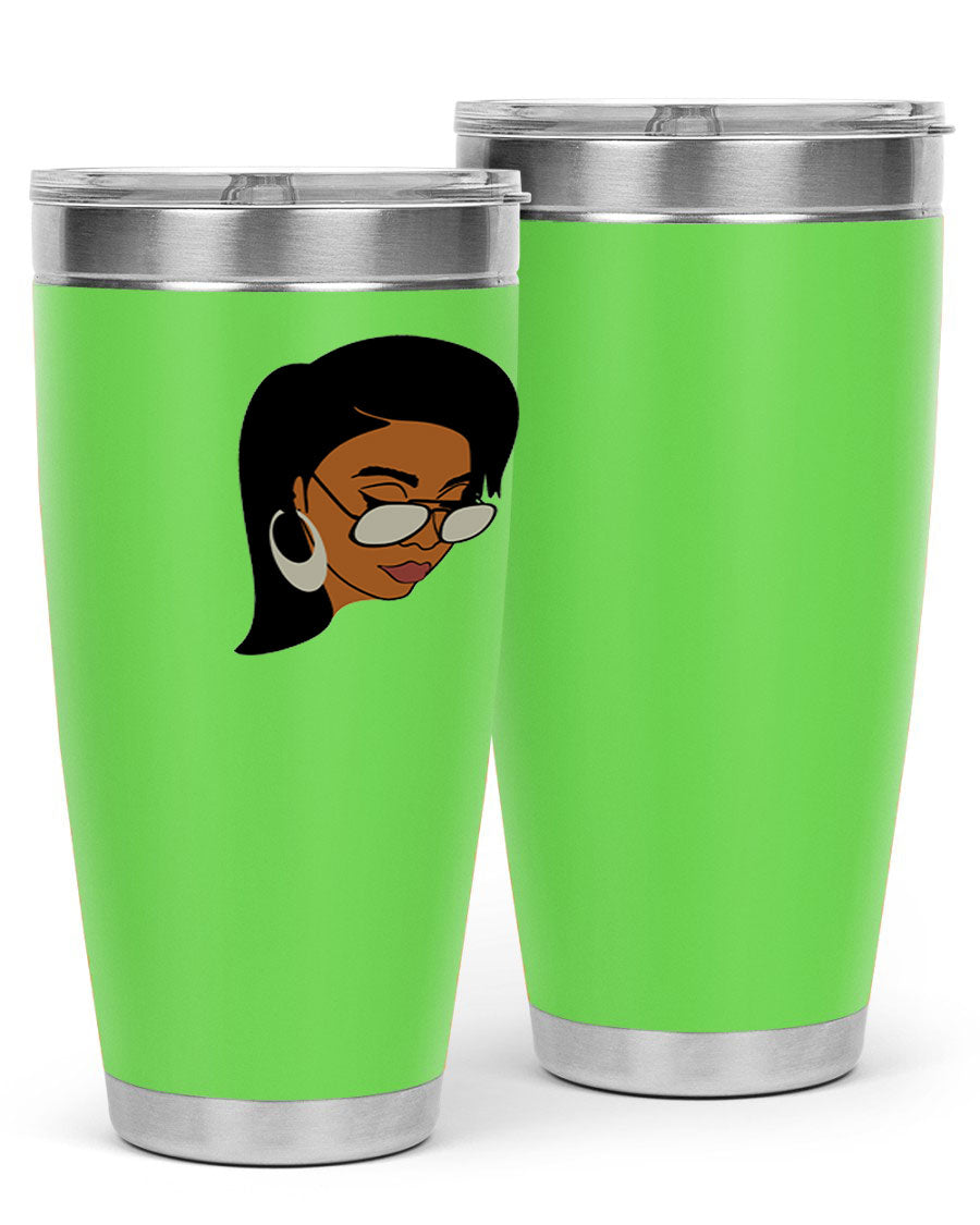 Black Afro 48# Tumbler, 20oz, double wall vacuum stainless steel with stylish design, perfect for hot and cold beverages.