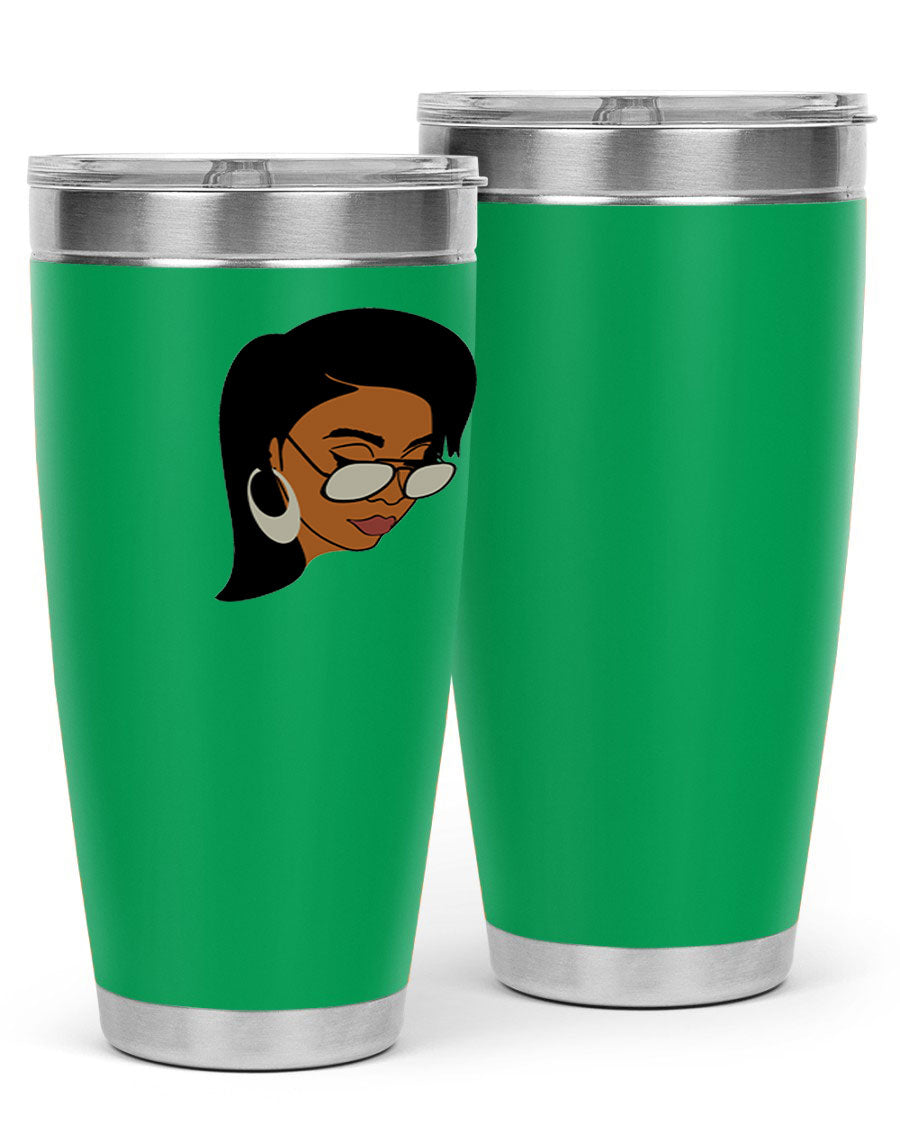 Black Afro 48# Tumbler, 20oz, double wall vacuum stainless steel with stylish design, perfect for hot and cold beverages.