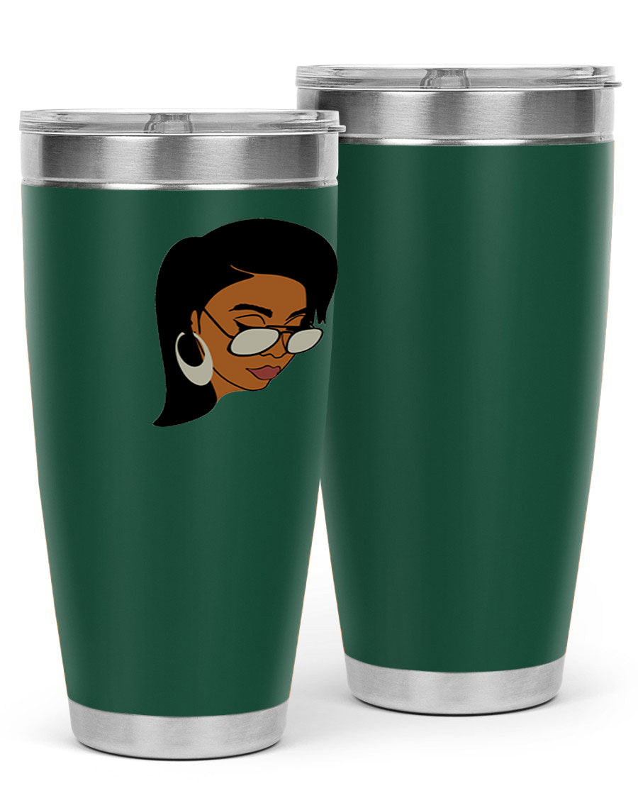 Black Afro 48# Tumbler, 20oz, double wall vacuum stainless steel with stylish design, perfect for hot and cold beverages.