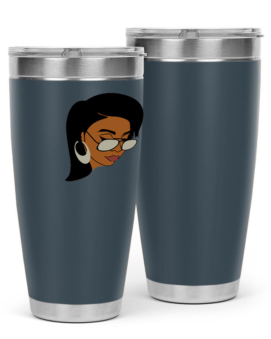 Black Afro 48# Tumbler, 20oz, double wall vacuum stainless steel with stylish design, perfect for hot and cold beverages.