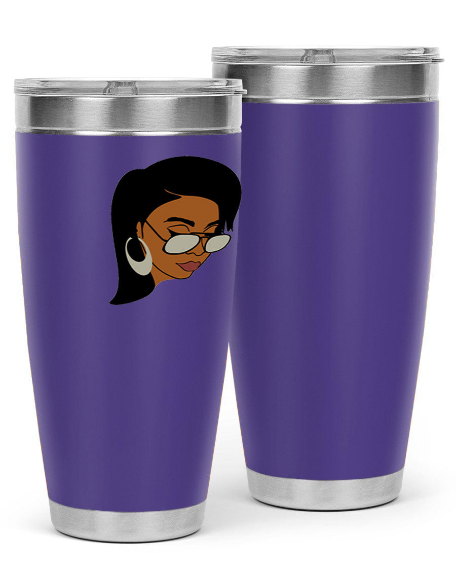 Black Afro 48# Tumbler, 20oz, double wall vacuum stainless steel with stylish design, perfect for hot and cold beverages.