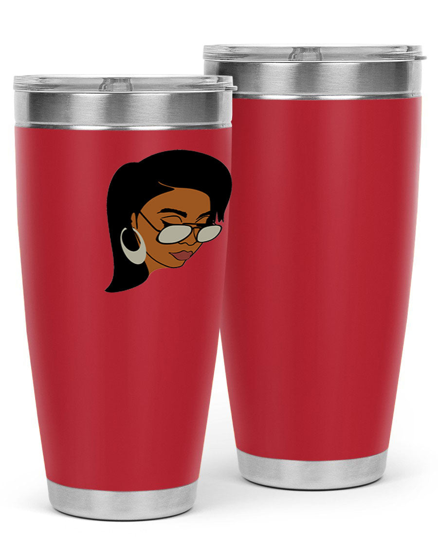 Black Afro 48# Tumbler, 20oz, double wall vacuum stainless steel with stylish design, perfect for hot and cold beverages.