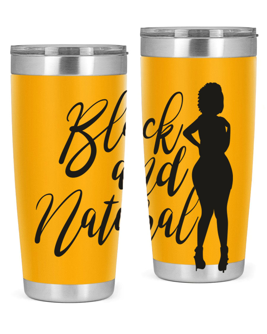 Black and natural 22# tumbler showcasing double wall vacuum insulation and stylish design.