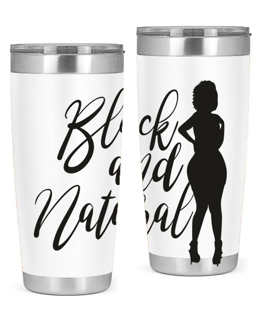 Black and natural 22# tumbler showcasing double wall vacuum insulation and stylish design.