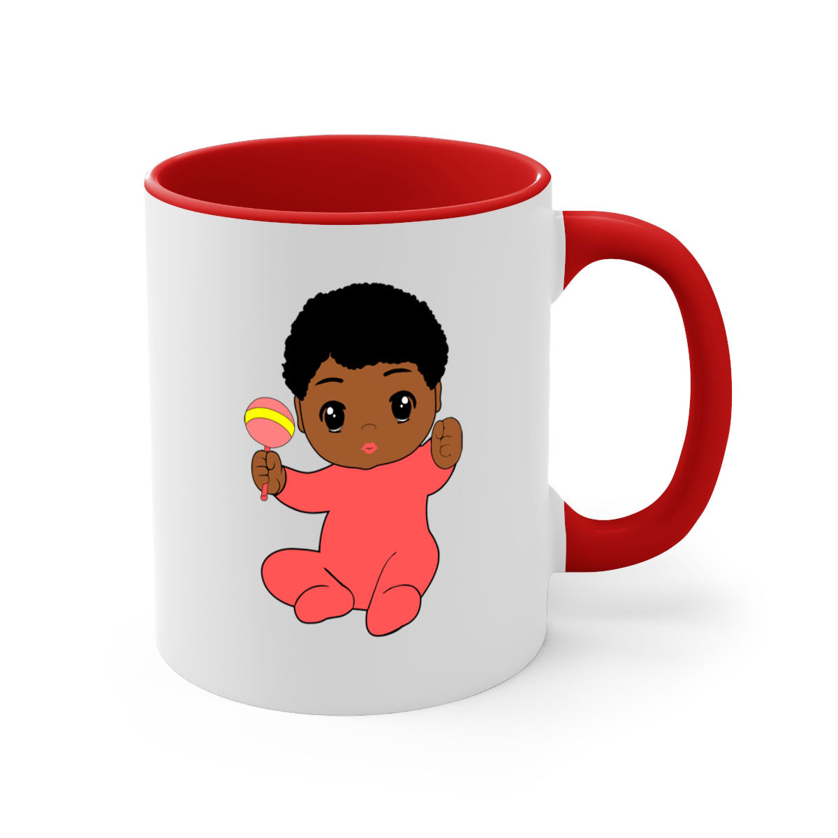 Black baby boy 4# Mug with colorful handle and glossy finish, available in multiple colors and sizes.