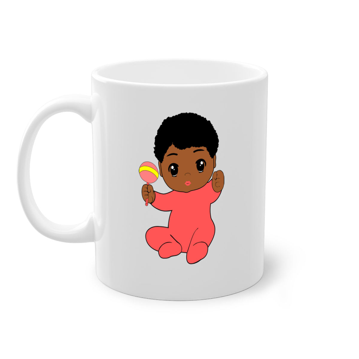 Black baby boy 4# Mug with colorful handle and glossy finish, available in multiple colors and sizes.