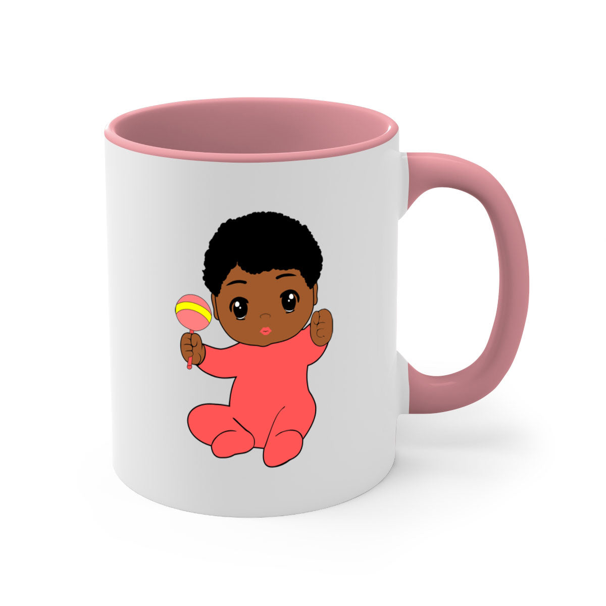 Black baby boy 4# Mug with colorful handle and glossy finish, available in multiple colors and sizes.