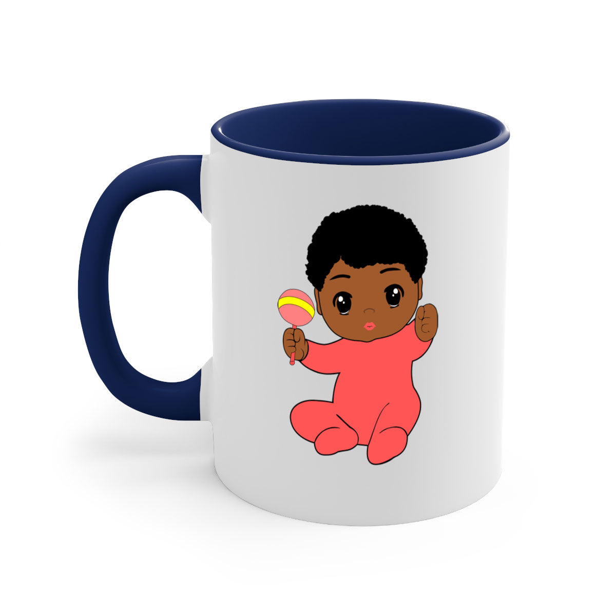 Black baby boy 4# Mug with colorful handle and glossy finish, available in multiple colors and sizes.