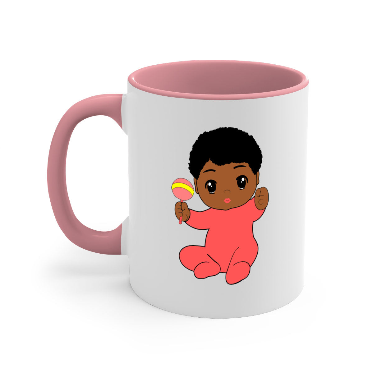 Black baby boy 4# Mug with colorful handle and glossy finish, available in multiple colors and sizes.