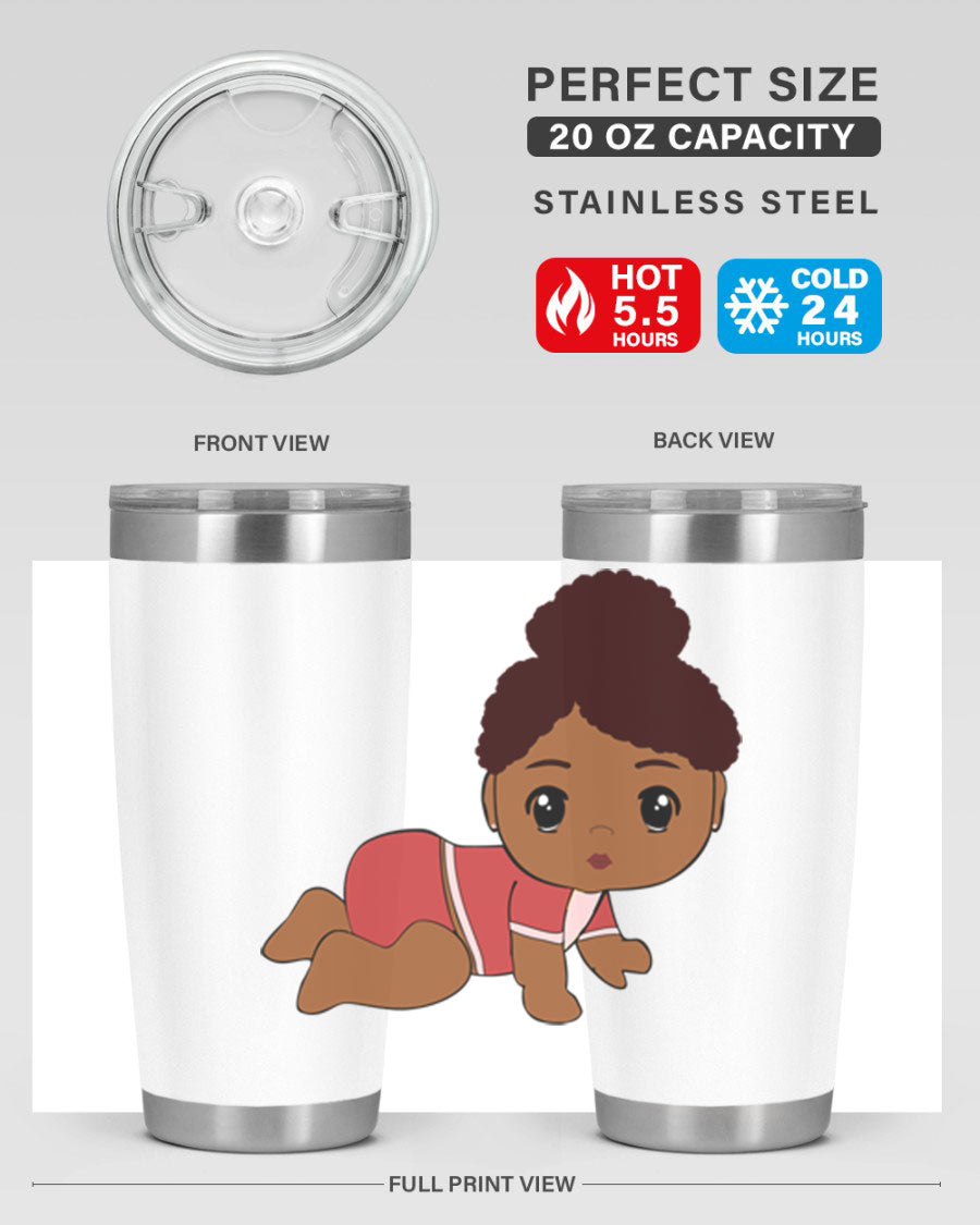 Black Baby Style 1# Tumbler, 20oz, double wall vacuum stainless steel with a sleek black finish and press-in lid.