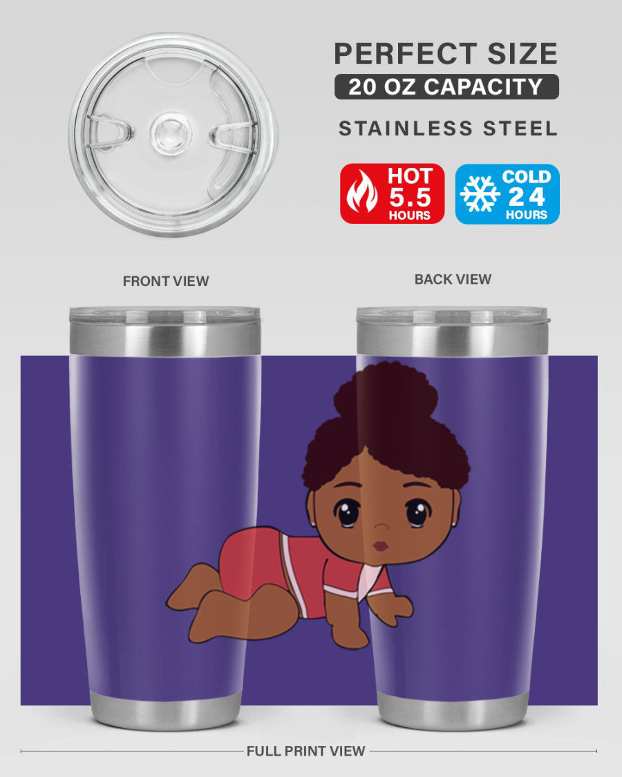 Black Baby Style 1# Tumbler, 20oz, double wall vacuum stainless steel with a sleek black finish and press-in lid.