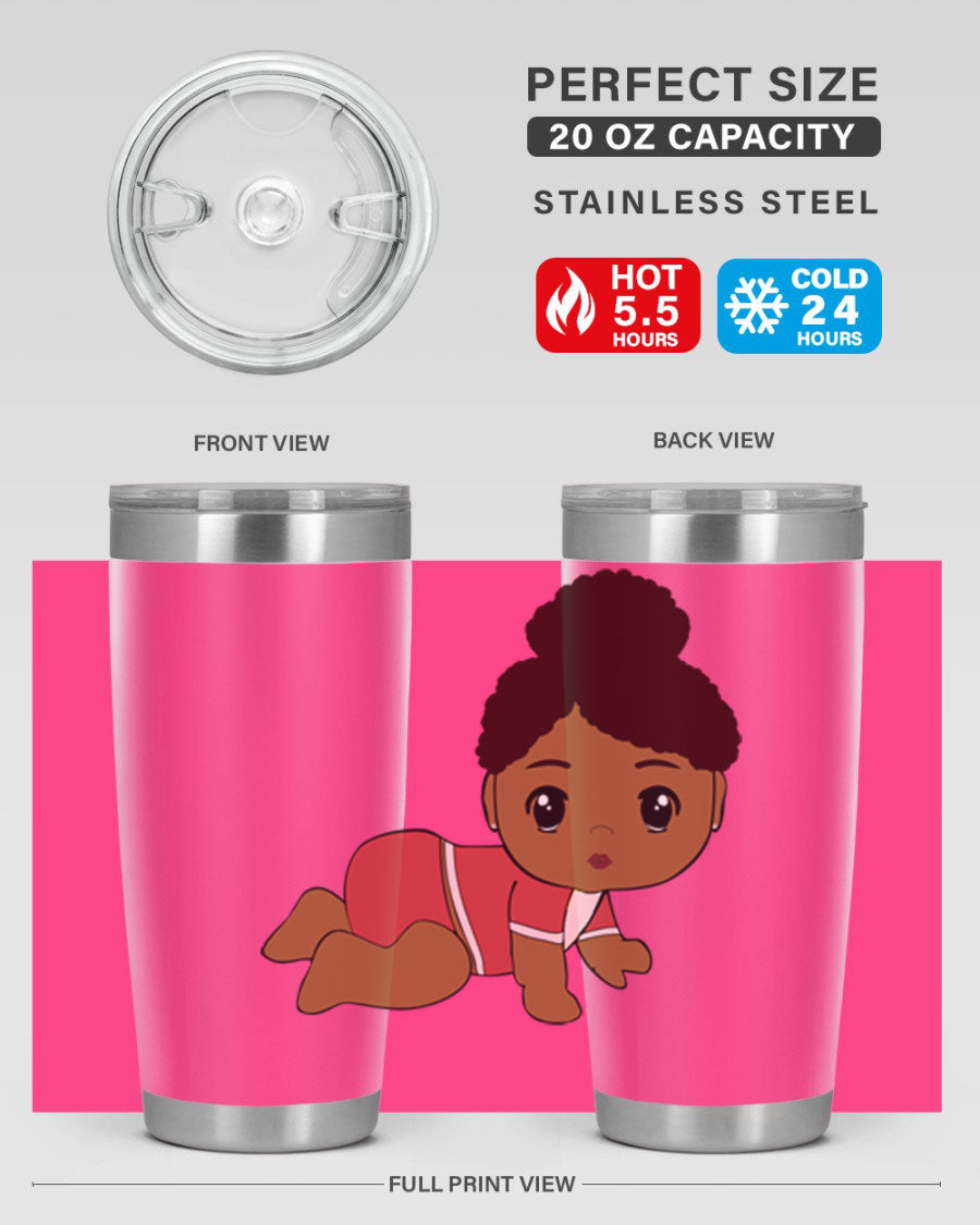 Black Baby Style 1# Tumbler, 20oz, double wall vacuum stainless steel with a sleek black finish and press-in lid.