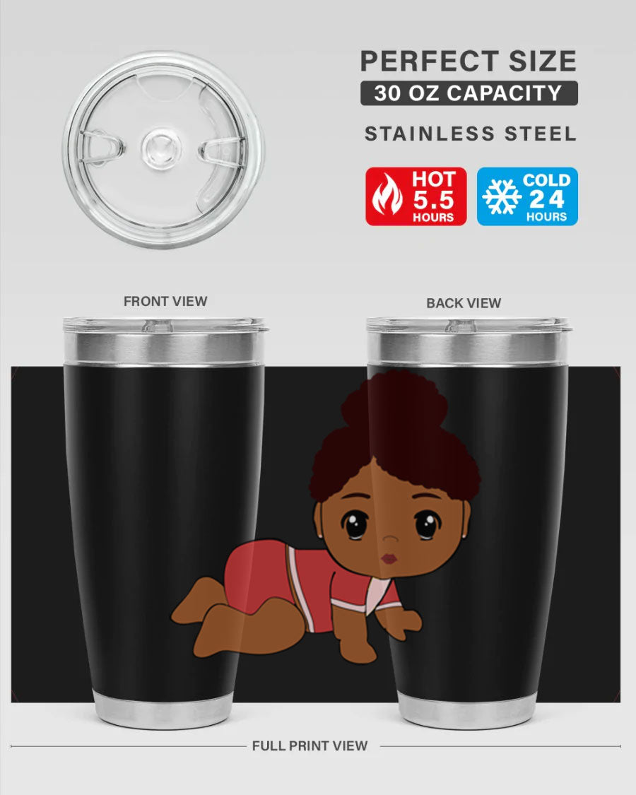 Black Baby Style 1# Tumbler, 20oz, double wall vacuum stainless steel with a sleek black finish and press-in lid.