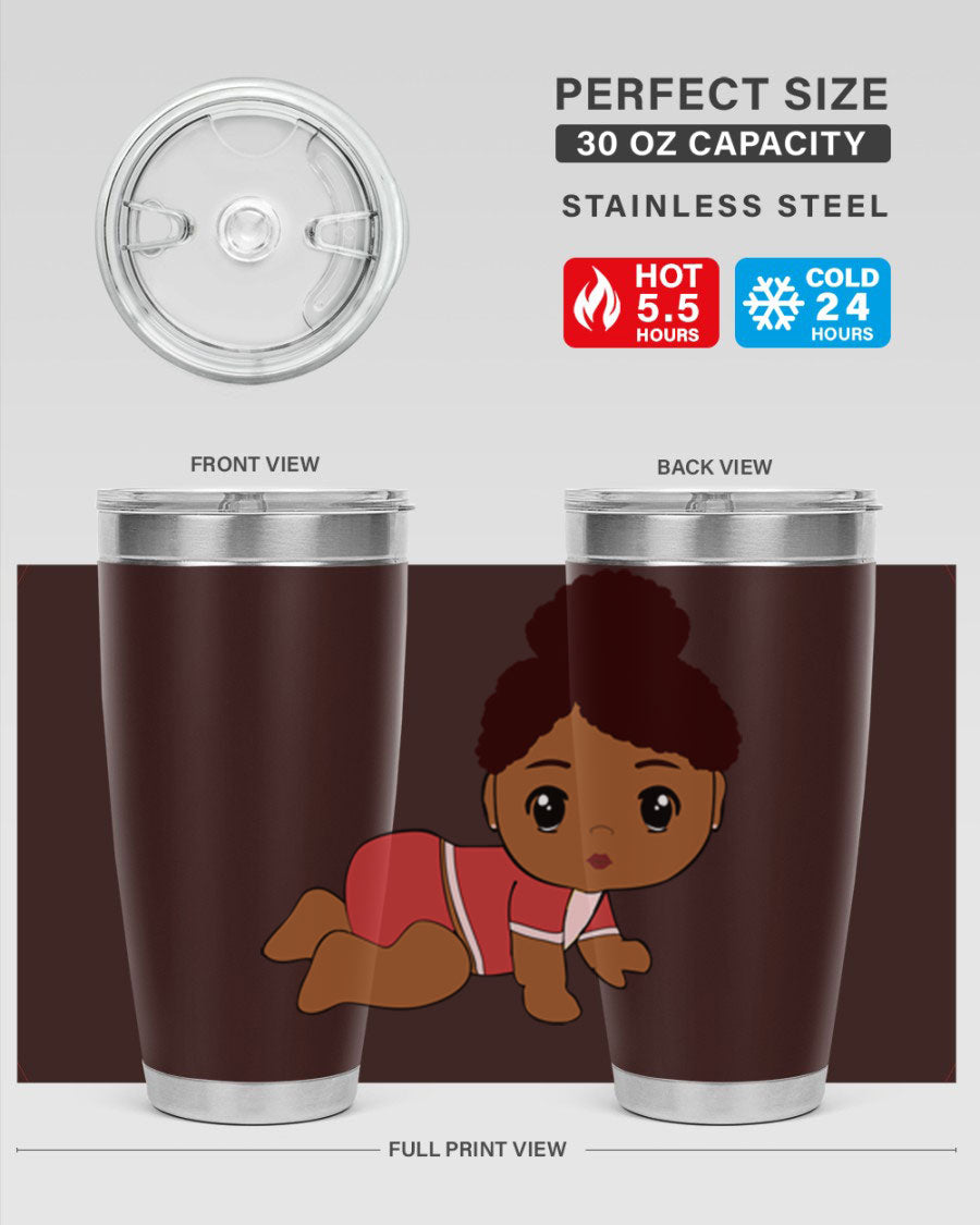 Black Baby Style 1# Tumbler, 20oz, double wall vacuum stainless steel with a sleek black finish and press-in lid.