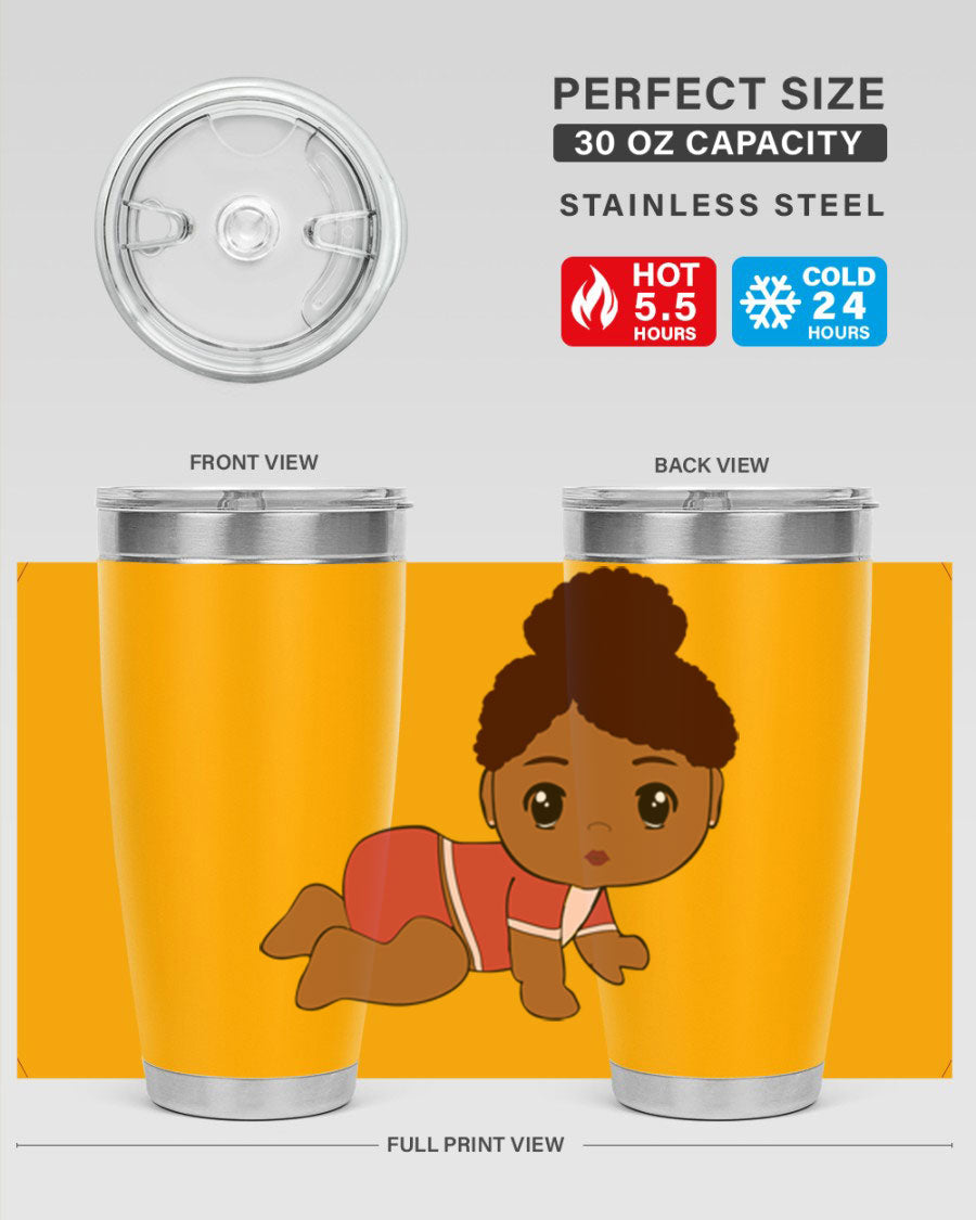 Black Baby Style 1# Tumbler, 20oz, double wall vacuum stainless steel with a sleek black finish and press-in lid.