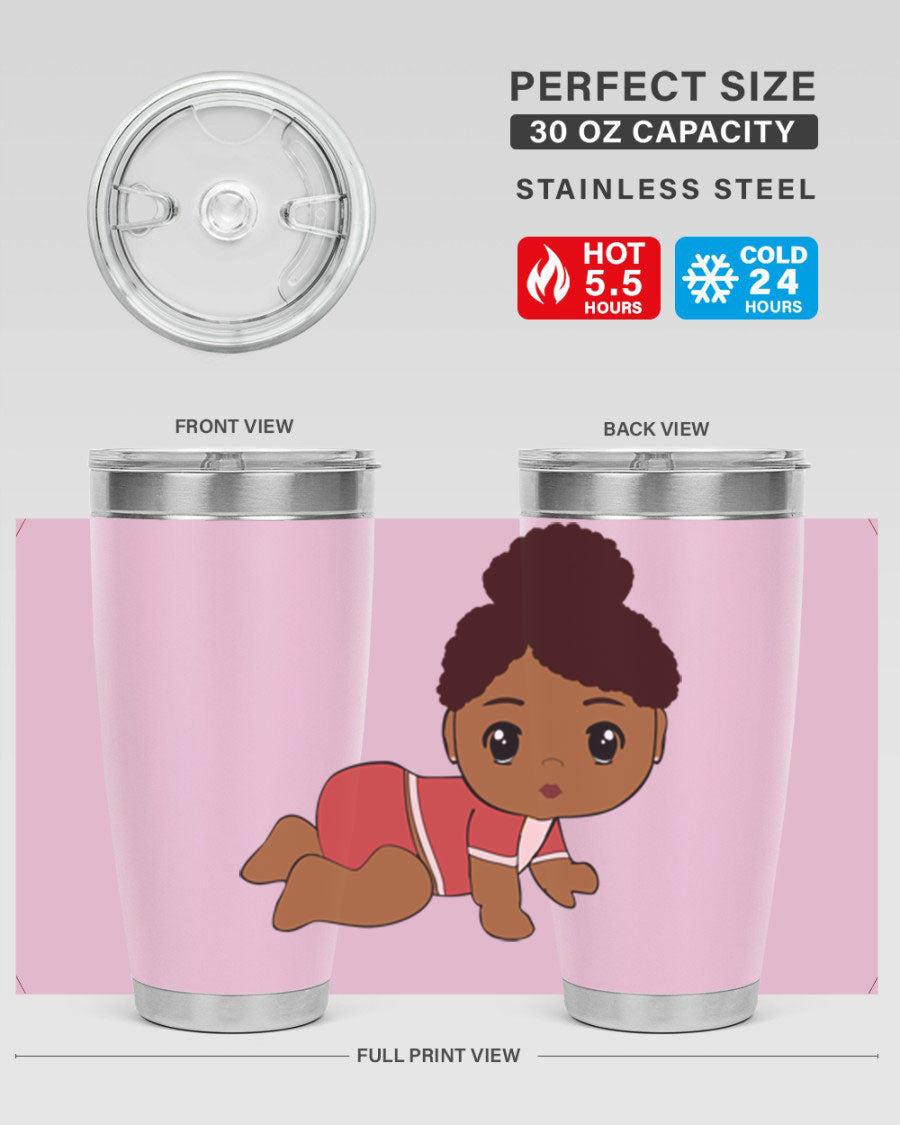 Black Baby Style 1# Tumbler, 20oz, double wall vacuum stainless steel with a sleek black finish and press-in lid.