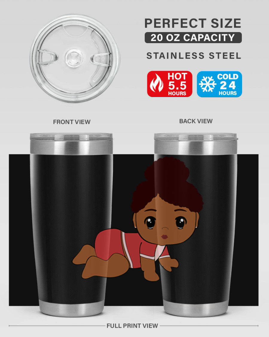 Black Baby Style 1# Tumbler, 20oz, double wall vacuum stainless steel with a sleek black finish and press-in lid.