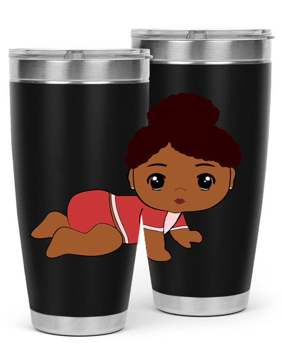 Black Baby Style 1# Tumbler, 20oz, double wall vacuum stainless steel with a sleek black finish and press-in lid.