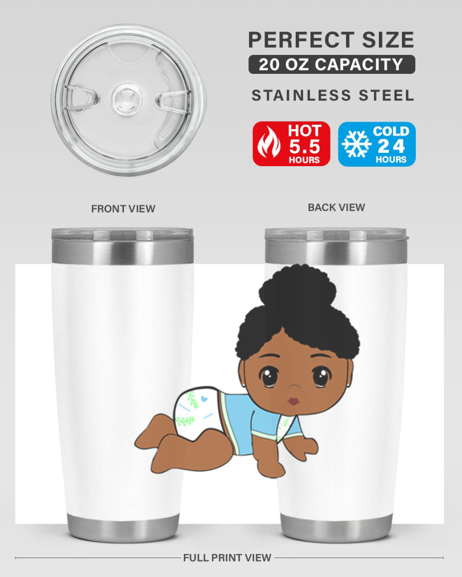 Black Baby Style 2# Tumbler, 20oz, double wall vacuum stainless steel with a sleek design, perfect for hot and cold beverages.