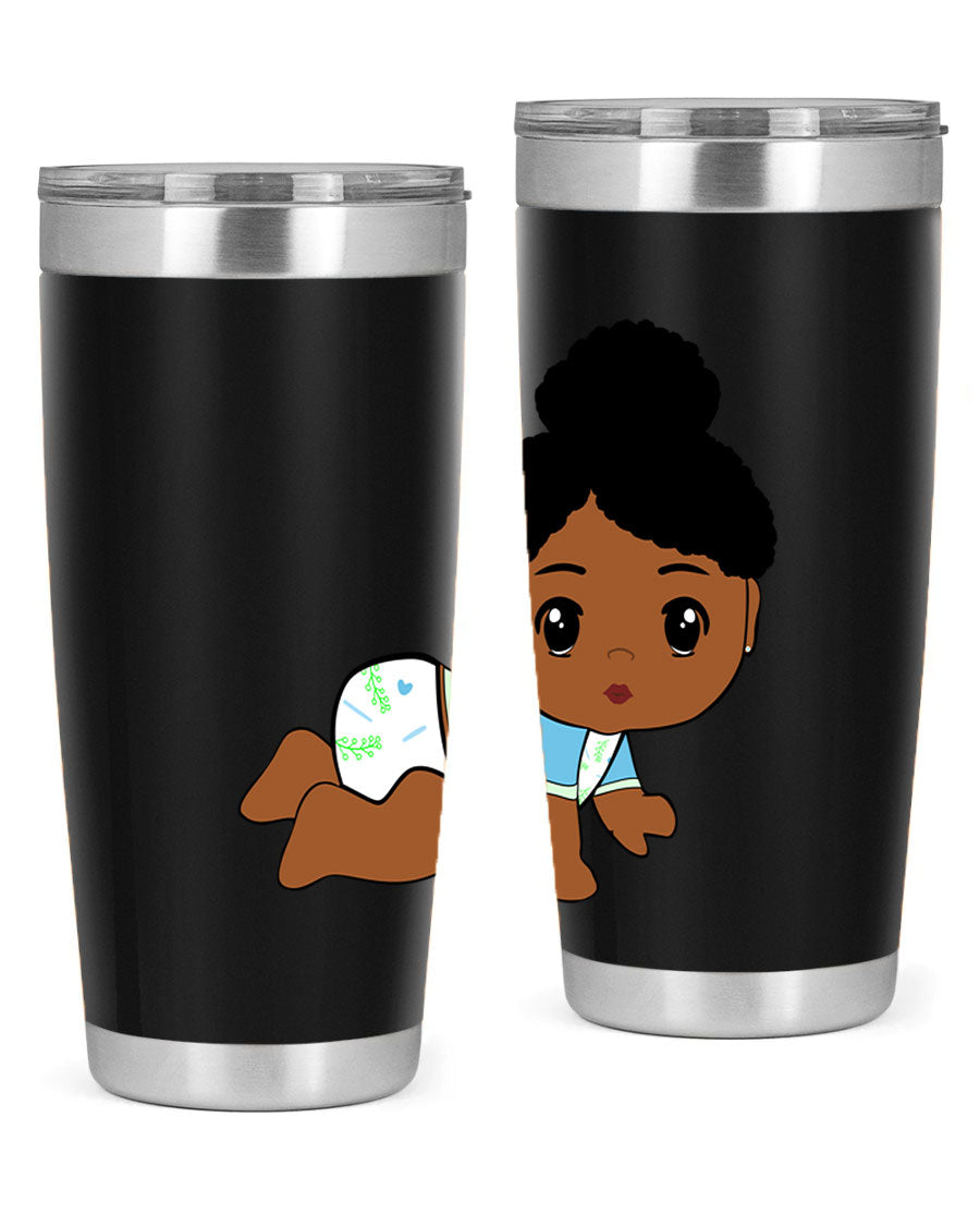 Black Baby Style 2# Tumbler, 20oz, double wall vacuum stainless steel with a sleek design, perfect for hot and cold beverages.