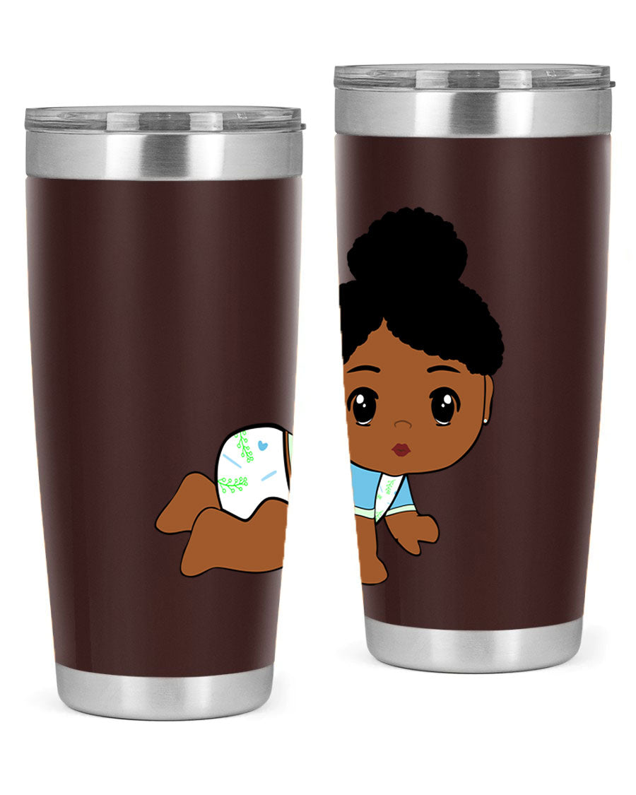 Black Baby Style 2# Tumbler, 20oz, double wall vacuum stainless steel with a sleek design, perfect for hot and cold beverages.