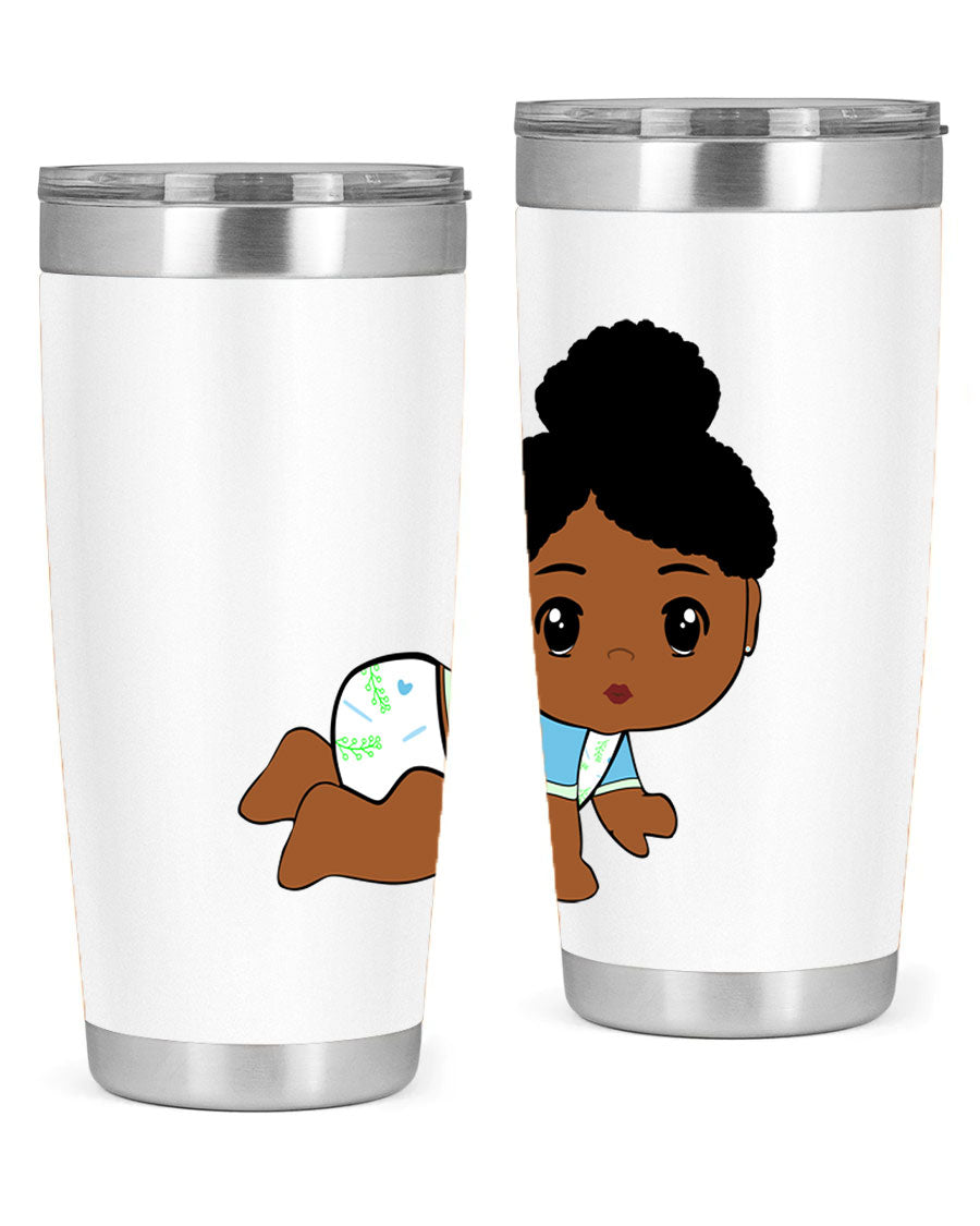 Black Baby Style 2# Tumbler, 20oz, double wall vacuum stainless steel with a sleek design, perfect for hot and cold beverages.