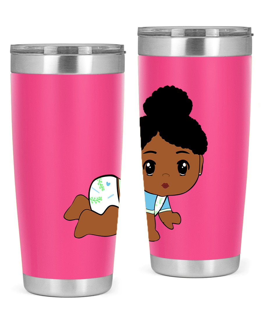 Black Baby Style 2# Tumbler, 20oz, double wall vacuum stainless steel with a sleek design, perfect for hot and cold beverages.