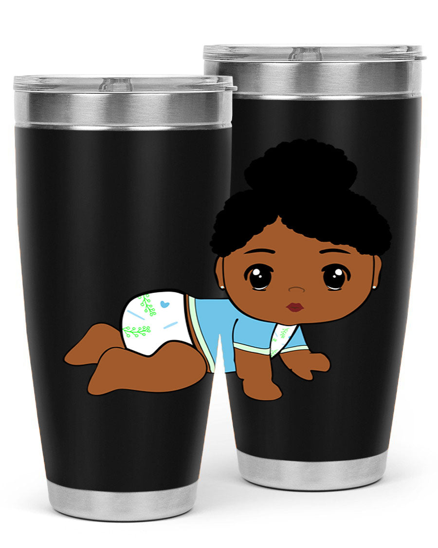 Black Baby Style 2# Tumbler, 20oz, double wall vacuum stainless steel with a sleek design, perfect for hot and cold beverages.