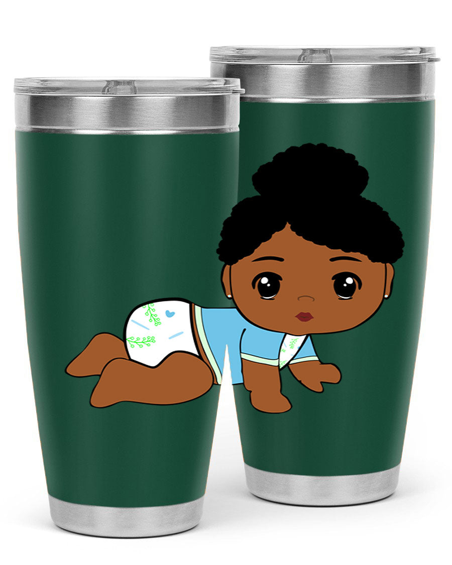 Black Baby Style 2# Tumbler, 20oz, double wall vacuum stainless steel with a sleek design, perfect for hot and cold beverages.