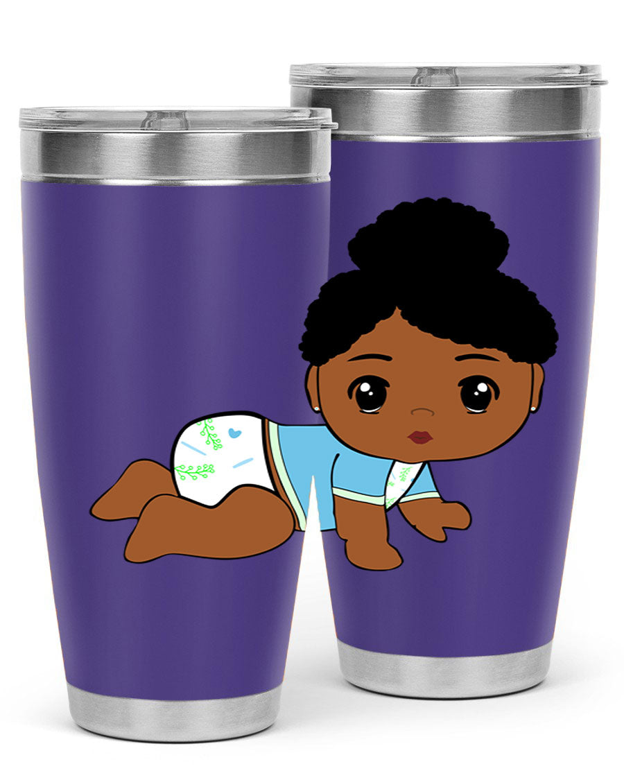 Black Baby Style 2# Tumbler, 20oz, double wall vacuum stainless steel with a sleek design, perfect for hot and cold beverages.