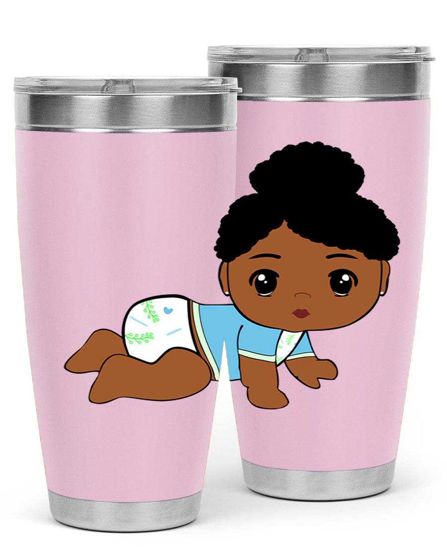 Black Baby Style 2# Tumbler, 20oz, double wall vacuum stainless steel with a sleek design, perfect for hot and cold beverages.