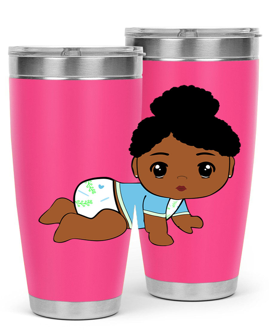 Black Baby Style 2# Tumbler, 20oz, double wall vacuum stainless steel with a sleek design, perfect for hot and cold beverages.