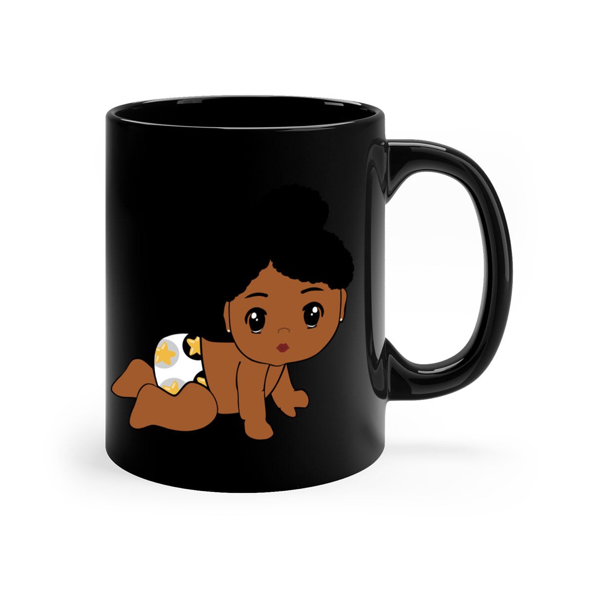 Black baby style 6# Mug featuring a glossy finish with a colored handle and interior, available in multiple colors.