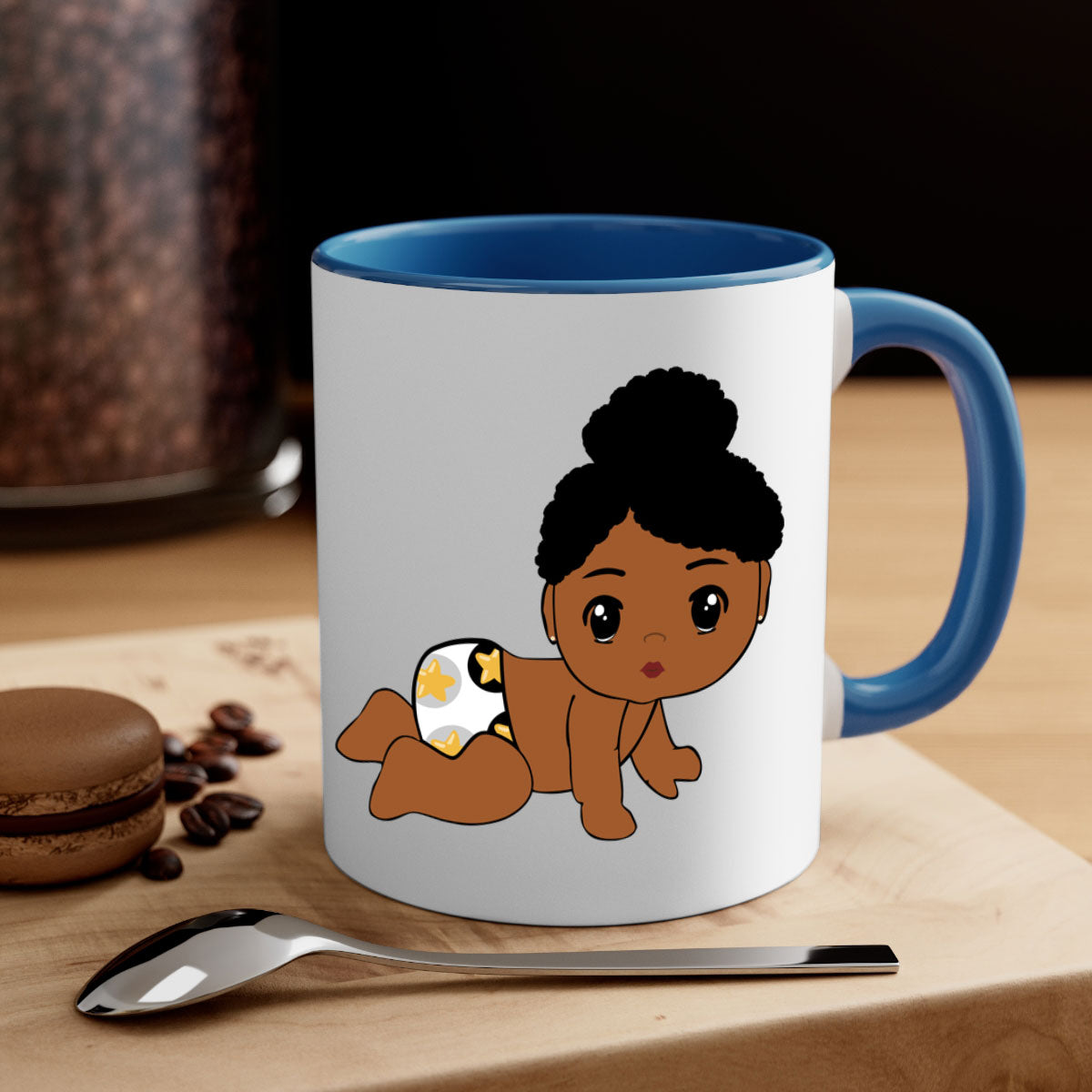 Black baby style 6# Mug featuring a glossy finish with a colored handle and interior, available in multiple colors.