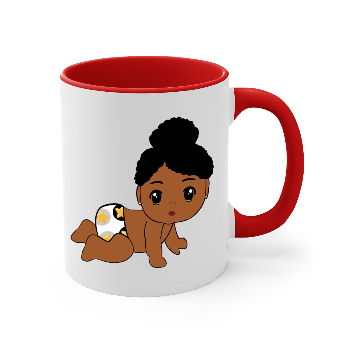 Black baby style 6# Mug featuring a glossy finish with a colored handle and interior, available in multiple colors.