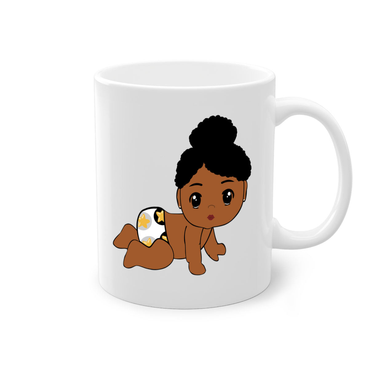 Black baby style 6# Mug featuring a glossy finish with a colored handle and interior, available in multiple colors.