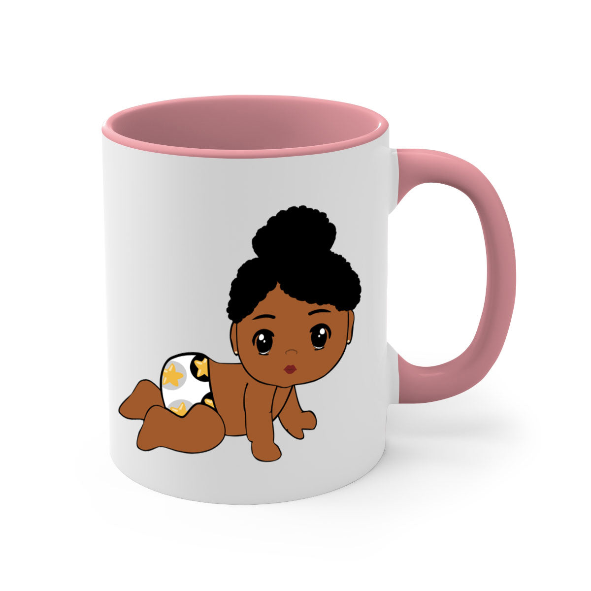 Black baby style 6# Mug featuring a glossy finish with a colored handle and interior, available in multiple colors.