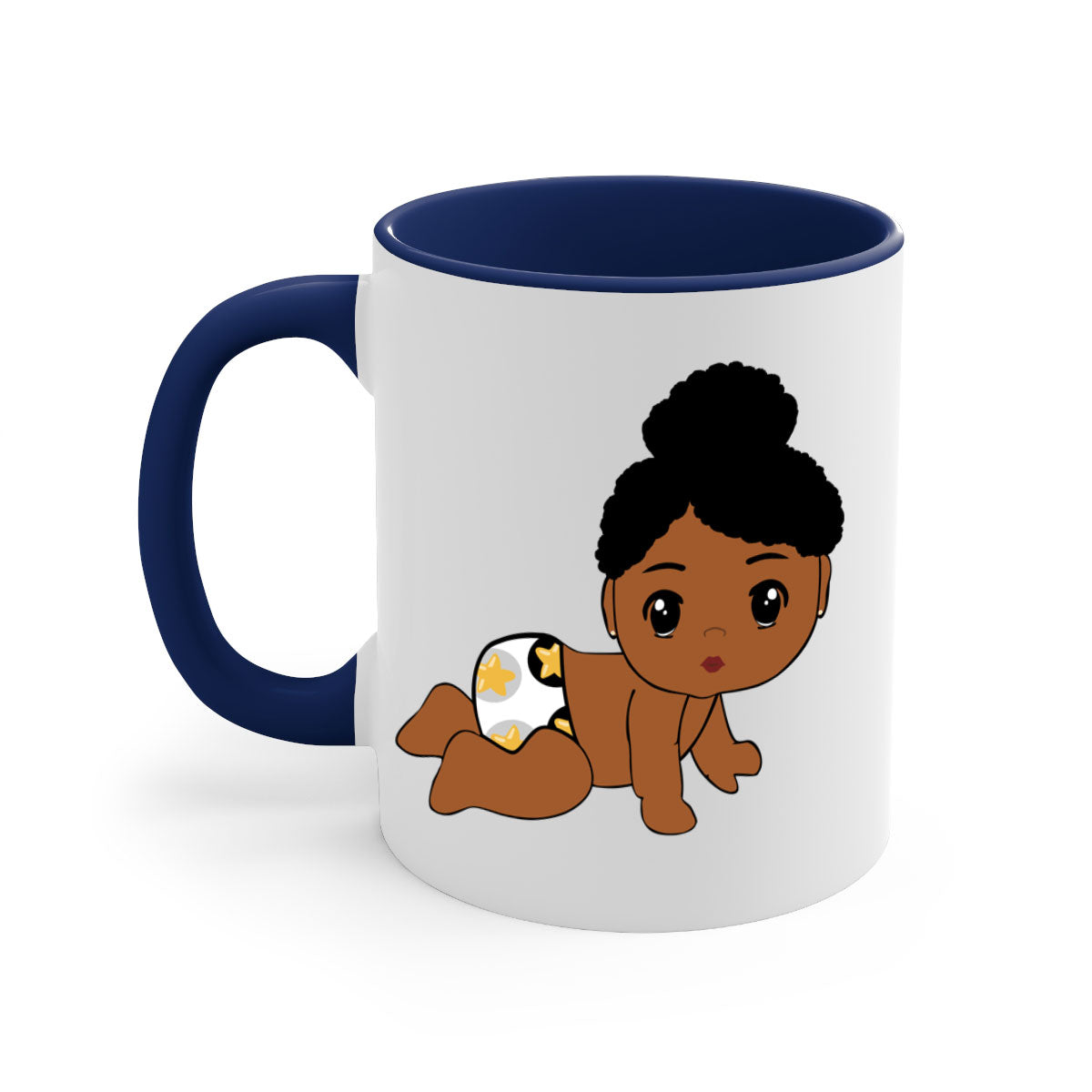 Black baby style 6# Mug featuring a glossy finish with a colored handle and interior, available in multiple colors.