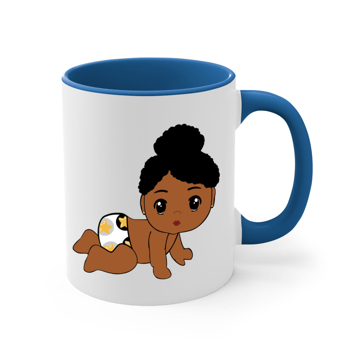 Black baby style 6# Mug featuring a glossy finish with a colored handle and interior, available in multiple colors.