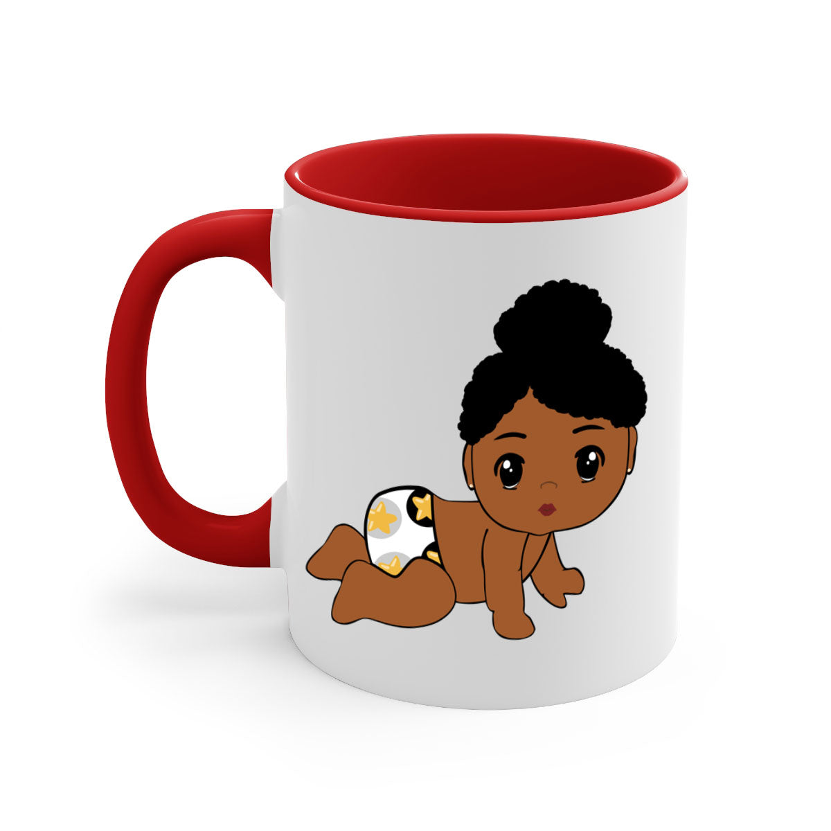 Black baby style 6# Mug featuring a glossy finish with a colored handle and interior, available in multiple colors.