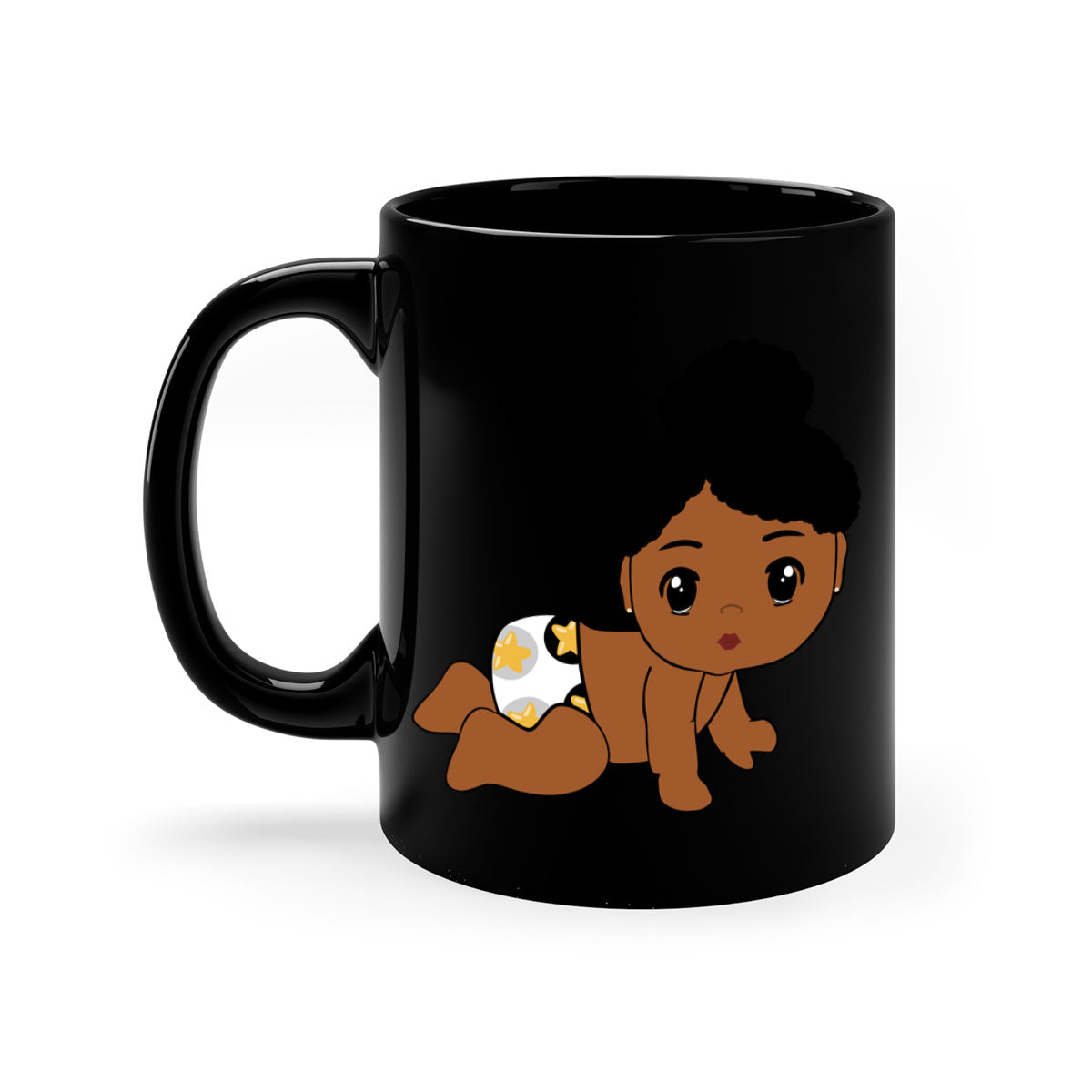 Black baby style 6# Mug featuring a glossy finish with a colored handle and interior, available in multiple colors.