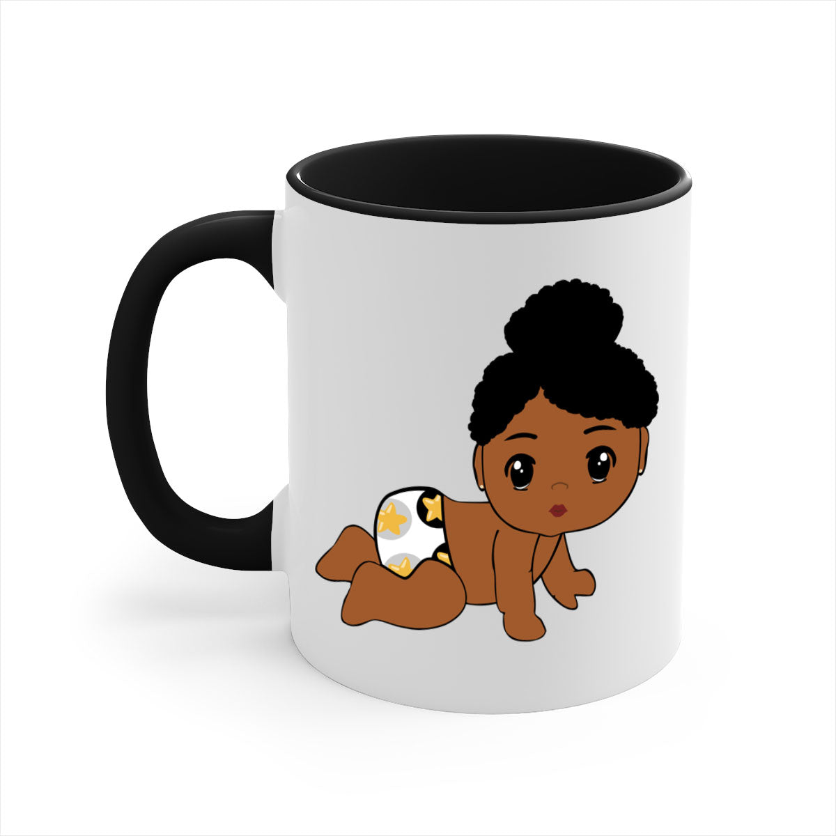 Black baby style 6# Mug featuring a glossy finish with a colored handle and interior, available in multiple colors.